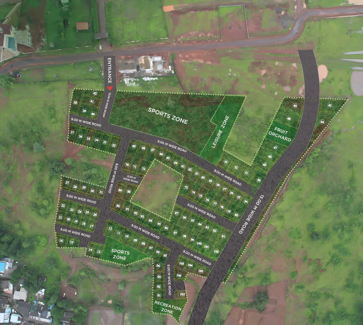 Aerial master plan layout of Divine Valley plots